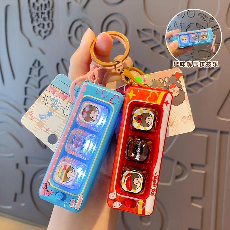 Monchhichi Keycap Clicker Keychain - Anti-Stress Fidget Toy, Cute Keyboard Key Cap and Squishy Bag Charm