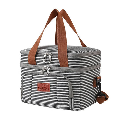 Multifunctional Double Layer Cooler Lunch Bag – Large Capacity Tote with Shoulder Strap for Travel, Picnic & Daily Use