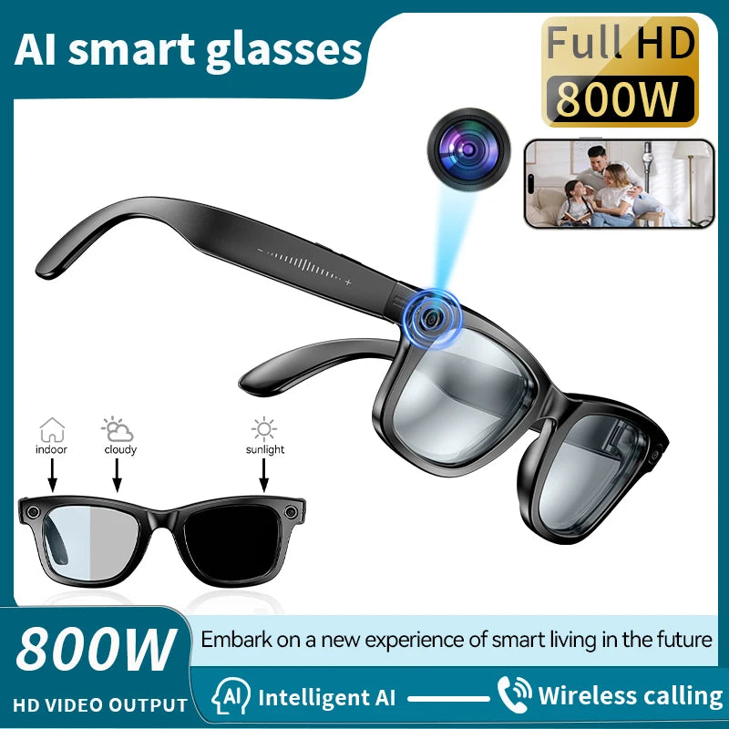 LIGE Smart Glasses — AI Camera Sunglasses with BT Call, Music, Touch Control, Voice Assistant, Video & Sound Recording, WiFi Transmission