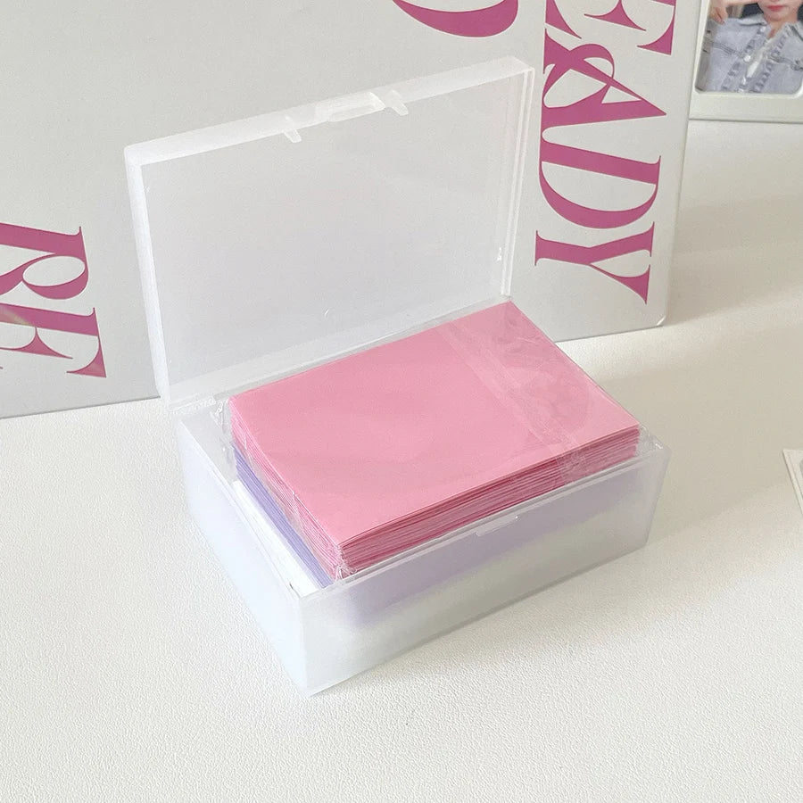 SKYSONIC 50pcs Kpop Card Sleeves - Macaron Color Holder for Holo Postcards, Top Load Film, Photocard, and Game Cards Protector (61x91mm)