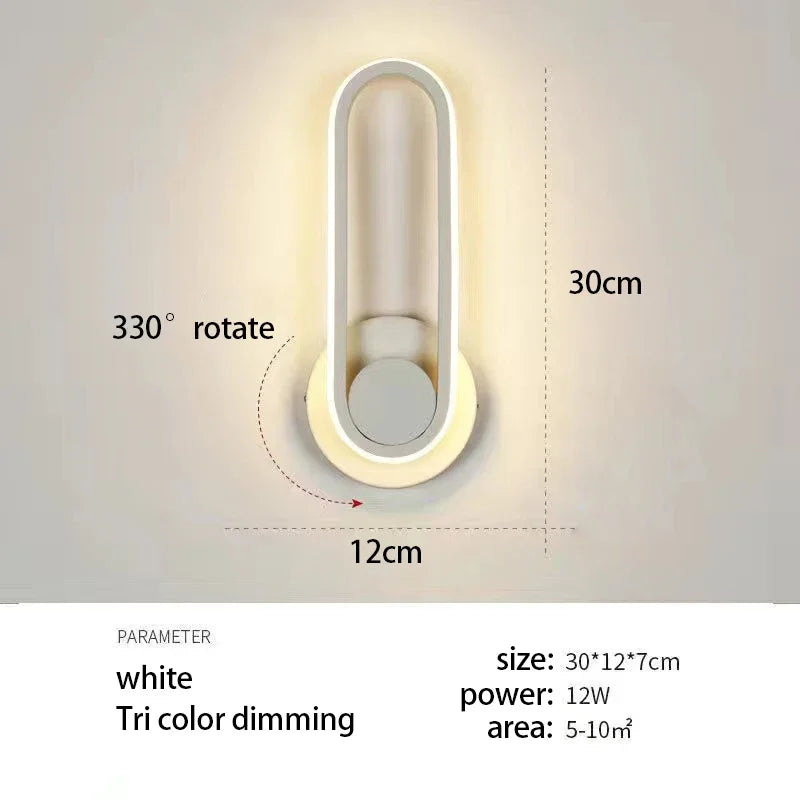 Modern Rotatable LED Wall Light - Indoor Wall Sconce for Bedroom, Stairway, Living Room and Dining Room