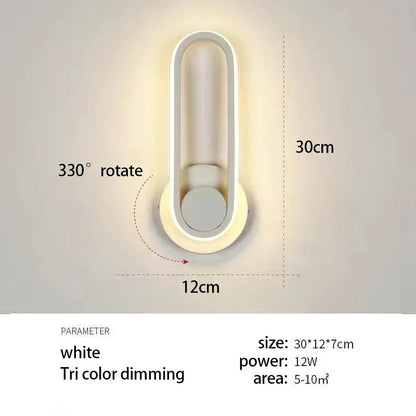 Modern Rotatable LED Wall Light - Indoor Wall Sconce for Bedroom, Stairway, Living Room and Dining Room