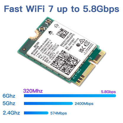 WiFi 7 Intel BE200 Wireless Network Card – Bluetooth 5.4 NGFF Adapter, 802.11AX 2.4G/5G/6GHz for Win10/11 PC