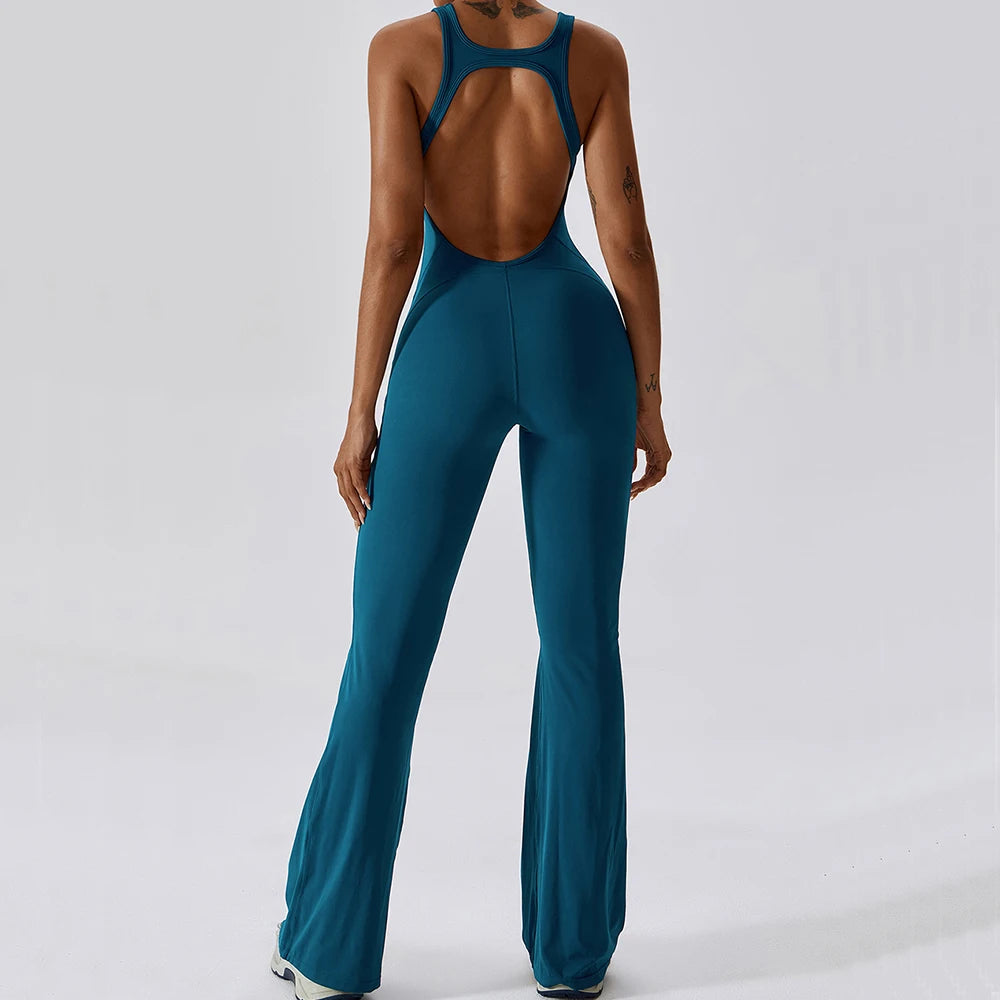Women’s Yoga Jumpsuit – One Piece Training Sports Romper Push Up Gym Bodysuit Stretch Fitness Activewear Suit