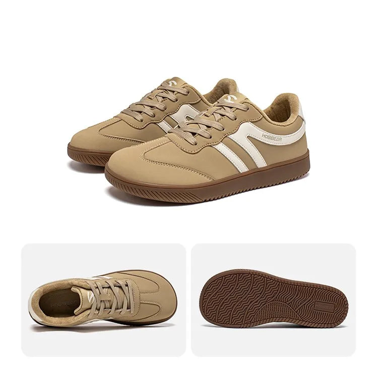 HOBIBEAR Wide-Toe Unisex Sneakers — Faux Leather with Faux Fur Lining, Casual Retro Lace-Up Shoes for Men & Women