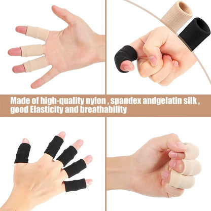 10Pcs Finger Sleeves Set – Soft Breathable Nylon Thumb Brace & Elastic Support Tape for Sports & Arthritis Relief