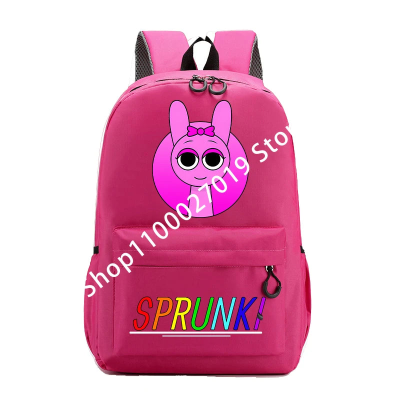 Sprunkis Cartoon Anime Backpack for Boys & Girls – Breathable, Wear-Resistant Canvas Schoolbag for Kids