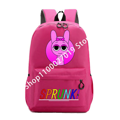 Sprunkis Cartoon Anime Backpack for Boys & Girls – Breathable, Wear-Resistant Canvas Schoolbag for Kids