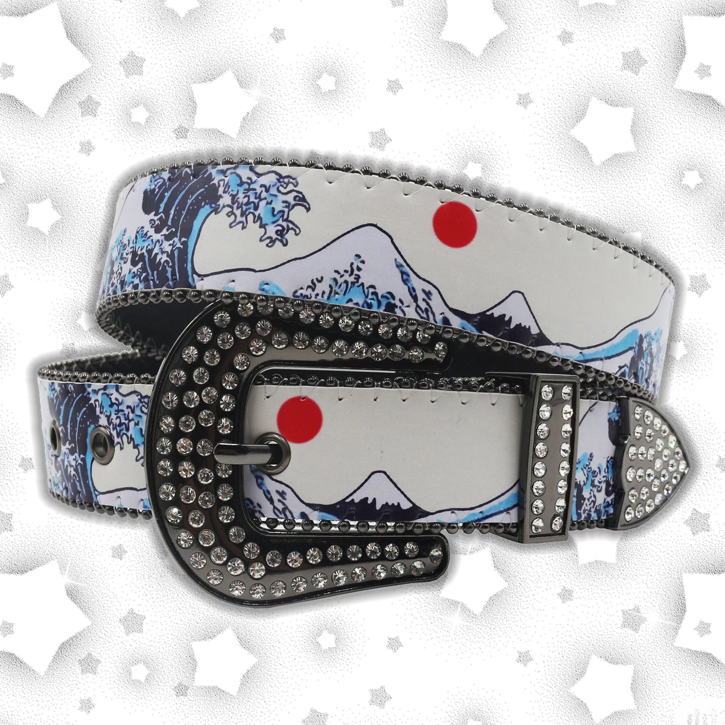 Nice Brand Three Skull Rhinestone Belt – Western Punk Hip-Hop Style for Men & Women