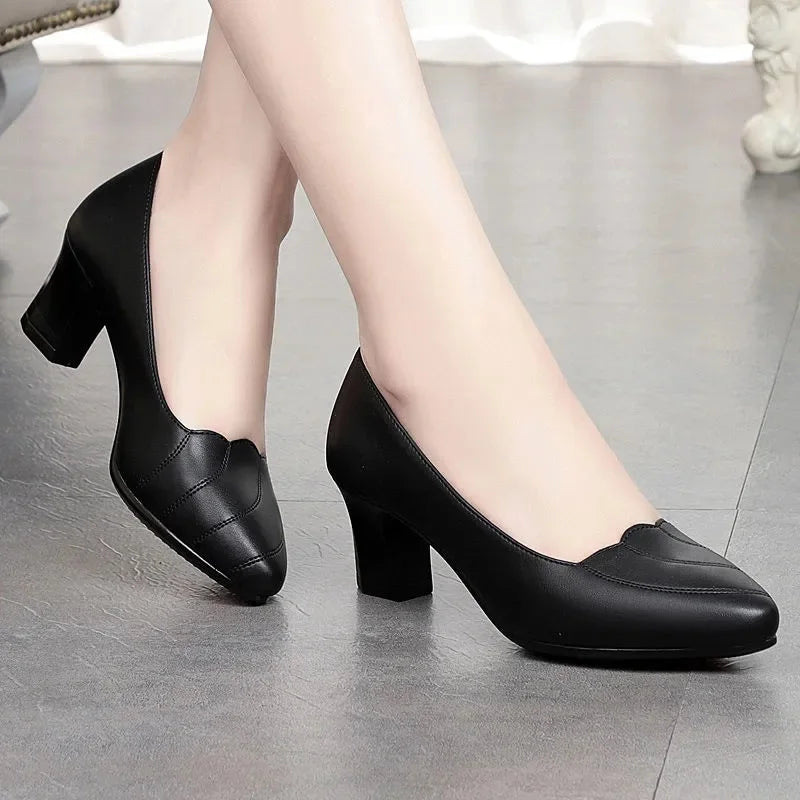 Cresfimix Women’s Pointed Toe Flat Shoes - Yellow PU Leather Casual Office Comfort Shoes