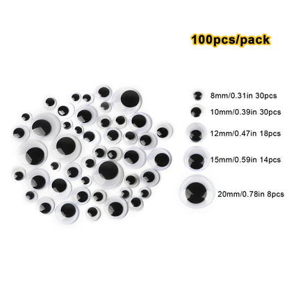 Self-Adhesive Googly Wiggle Eyes - 100/200/550PCS DIY Craft Scrapbooking Doll Toy Accessories