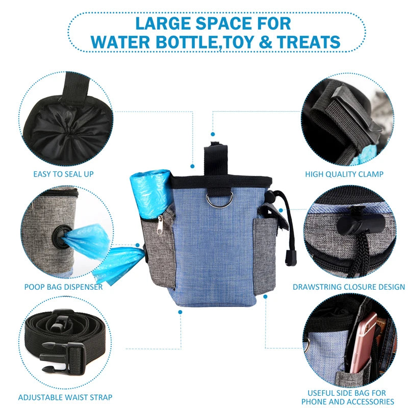 Pet Training Waist Bag - Portable Dog Treat Pouch for Snacks, Poo Bags & Outdoor Walking Essentials