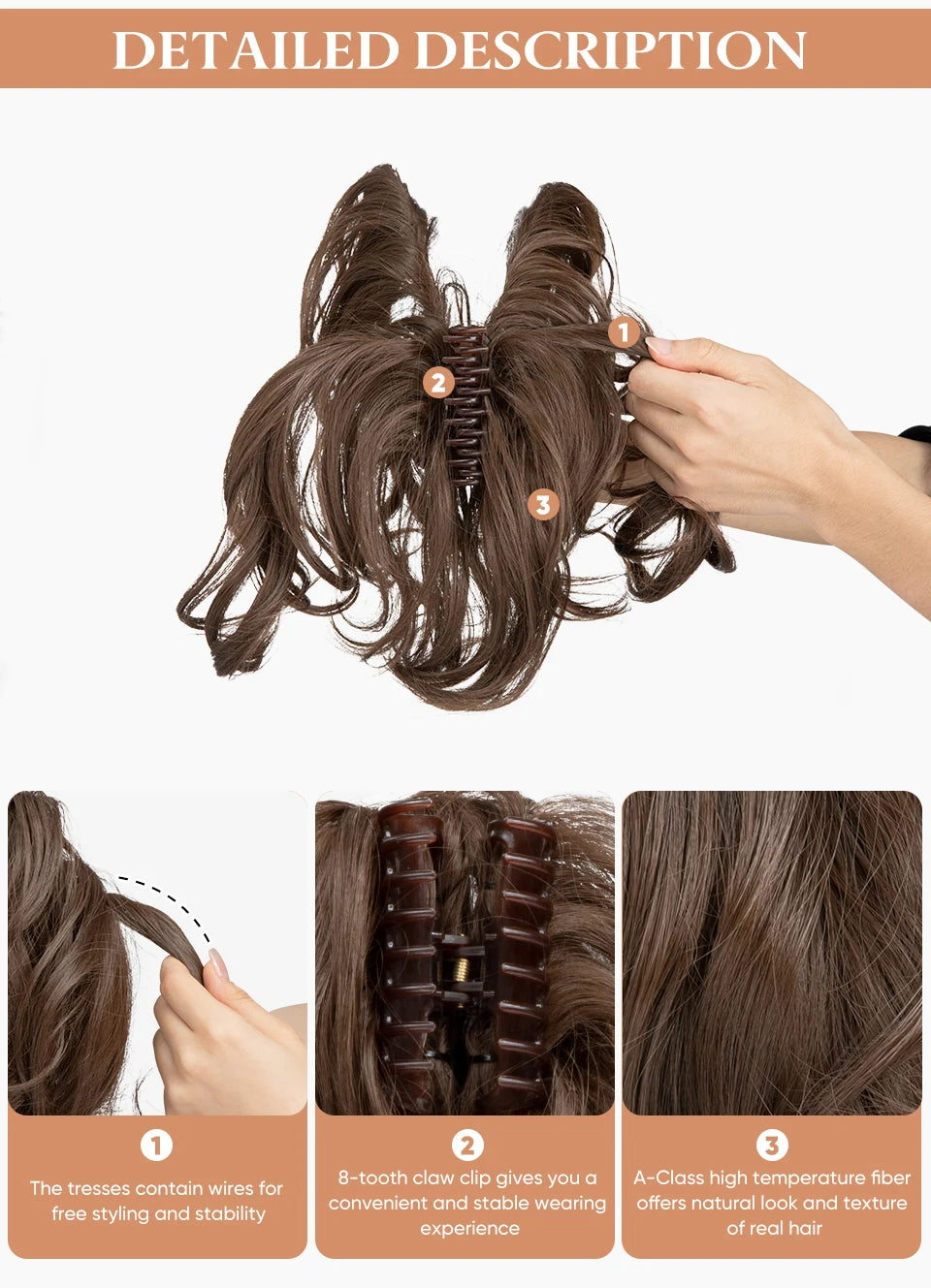 SARLA Premium Synthetic Claw Clip-In Ponytail Extensions – Blonde Hairpiece, Fake Pigtail Hair Bun for Women P026