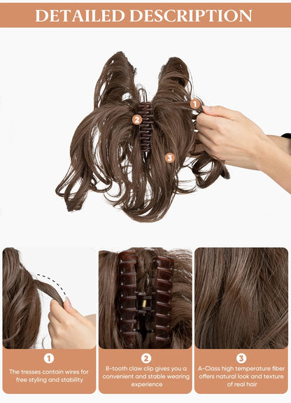 SARLA Premium Synthetic Claw Clip-In Ponytail Extensions – Blonde Hairpiece, Fake Pigtail Hair Bun for Women P026