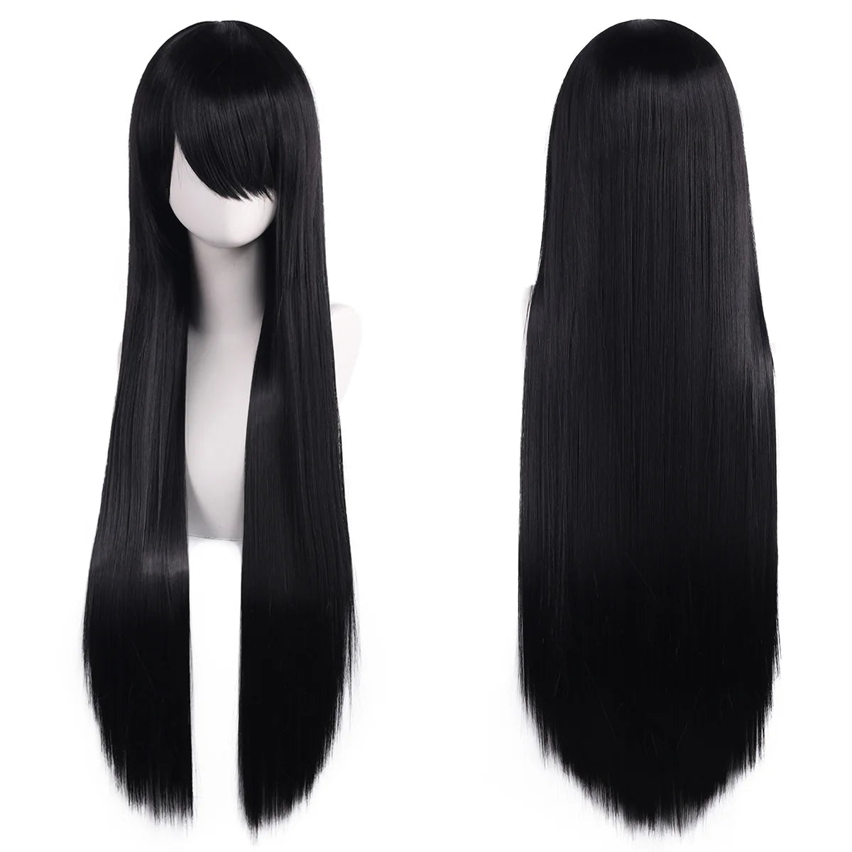 80cm Long Cosplay Wig - Synthetic Straight Hair with Bangs for Lolita Anime Costume Party Styling