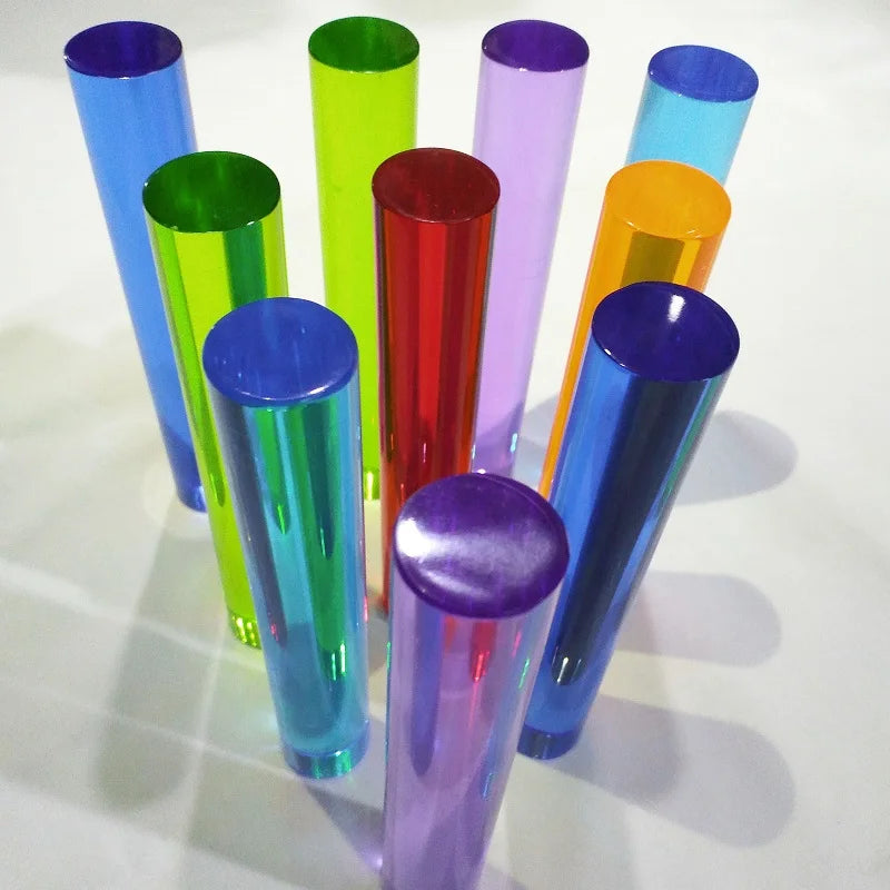 30-Piece Acrylic Dowel Rod Set - 76mm Clear Colorful Light Board Sticks for Kids