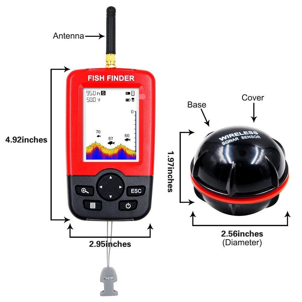 100M Portable Sonar Fish Finder – Echo Sounder with Fishing Lure, Alarm, and Transducer for Lake & Sea Fishing