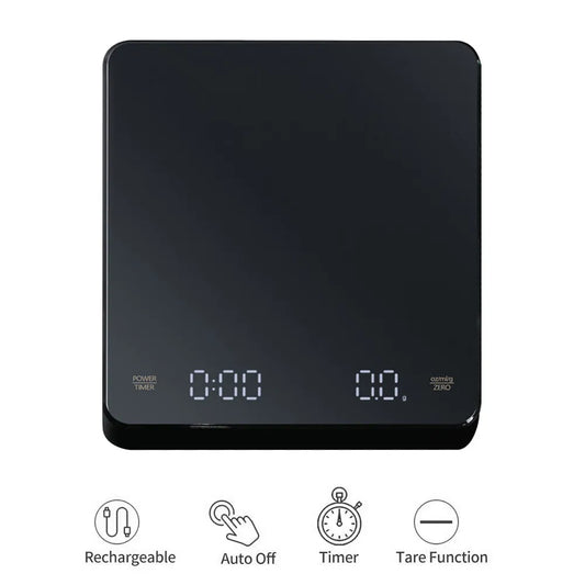 Digital Coffee Scale with Timer LED Screen - Espresso USB, 3kg Max Weighing, 0.1g High Precision Measures in Oz/ml/g, Kitchen Scale