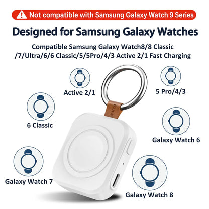 Magnetic USB-C Wireless Watch Charger - Portable Fast Charging Cable for Samsung Galaxy Watch 8, 8 Classic, Ultra, 5, 4 Pro, 4, 3 & Active