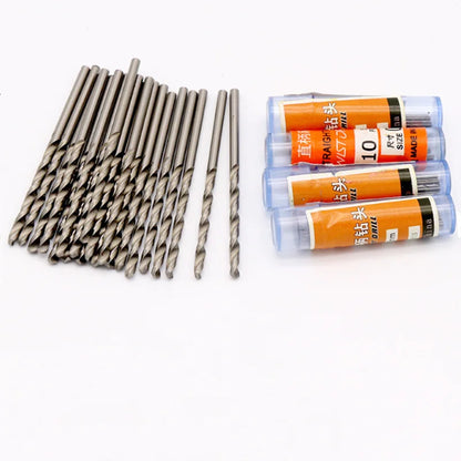 10PCS W6542 HSS Mini Drill Bit Set 0.2–5.2mm – Straight Shank Bits for Stainless Steel, Wood & Electric Drills