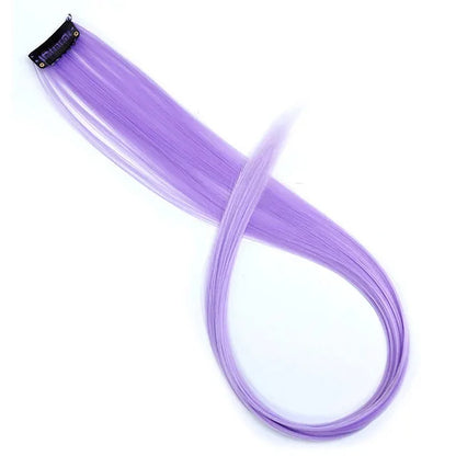 WIGSIN Synthetic Long Straight Rainbow Hair Extension – Colorful Purple Red Blue Hairpiece for Women