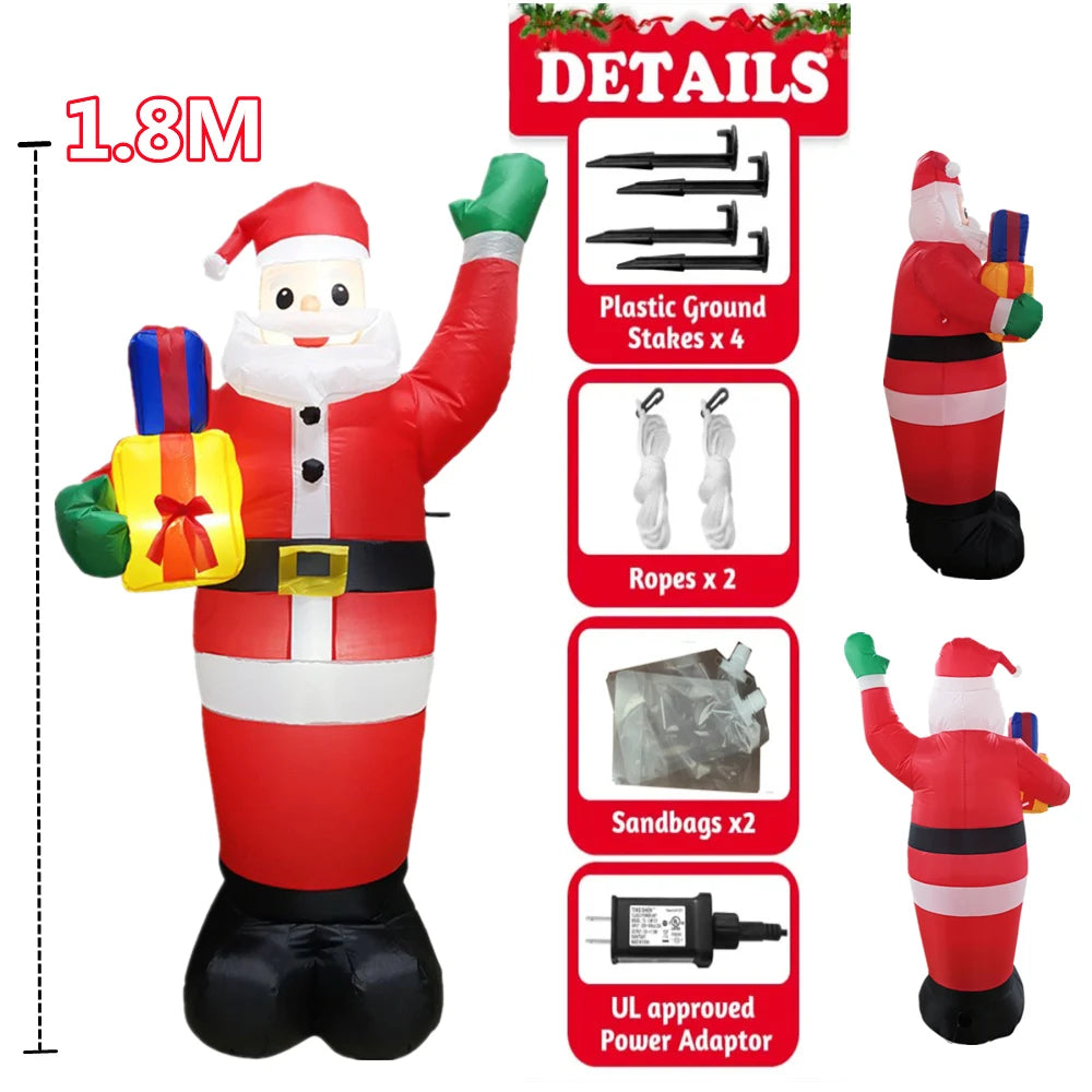 Inflatable Christmas Decorations – Tree, Snowman, Santa, Bear & Gingerbread Man with Built-in LED for Outdoor Garden & Party Decor