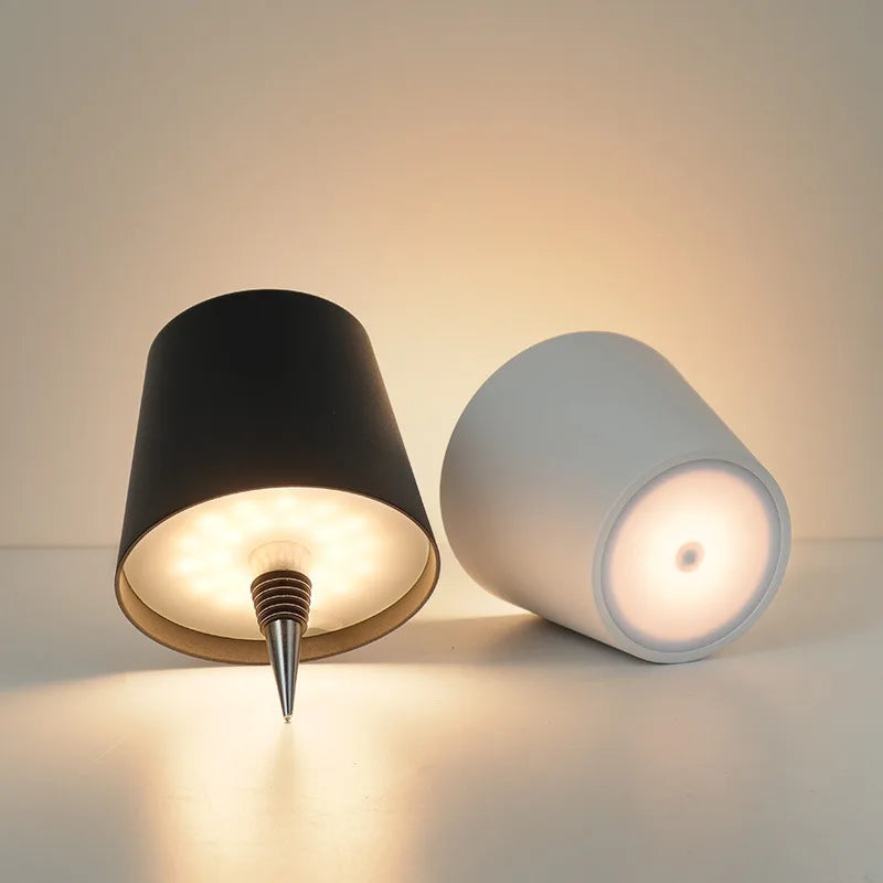 USB Rechargeable Bottle Table Lamp – Touch Control Night Light with 3-Color Stepless Dimming for Bar & Desk