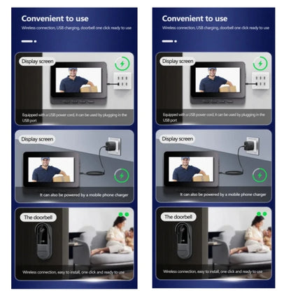 4.3" HD Wireless Video Doorbell — Night Vision, Waterproof Smart Home Intercom Camera