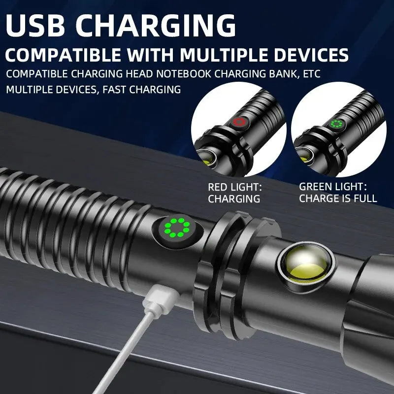 Wolf Tooth Lamp Rod - Strong Light Charging Outdoor Super Bright Multi-Functional Vehicle Tool, Retractable for Self-Defense and Patrol
