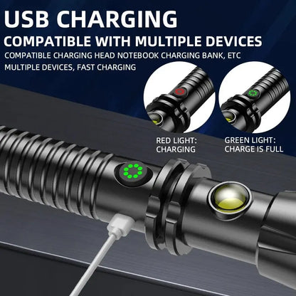Wolf Tooth Lamp Rod - Strong Light Charging Outdoor Super Bright Multi-Functional Vehicle Tool, Retractable for Self-Defense and Patrol