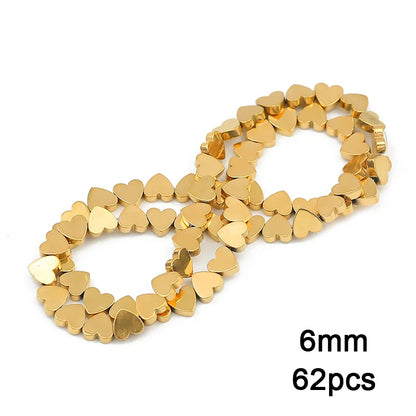3A+ Retention Color Hematite Beads – Star & Heart Shapes, Gold-Plated Natural Stones for DIY Jewelry & Bracelets