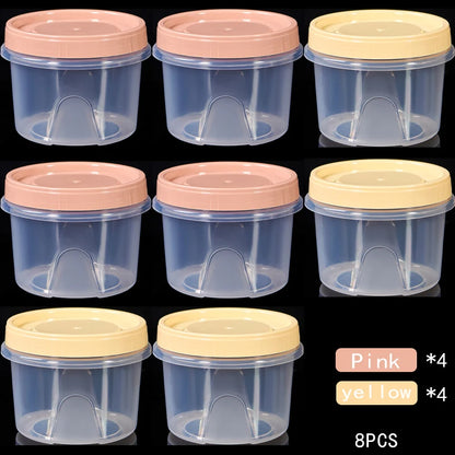 8Pcs 500ml Food Storage Containers - Round Sealed Fresh Keeping Boxes for Refrigerator, Fruits, Snacks & Microwave Heating