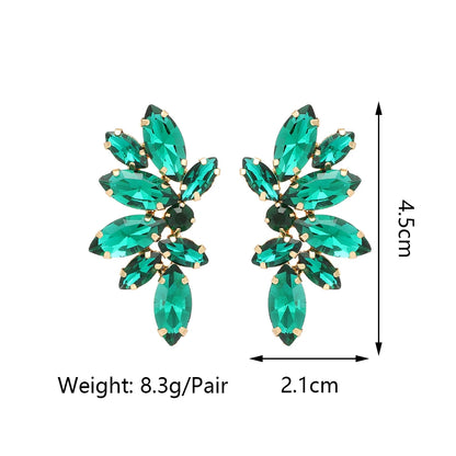 2025 Luxury Green Rhinestone Earrings – Vintage Geometric Wing Statement Jewelry for Women