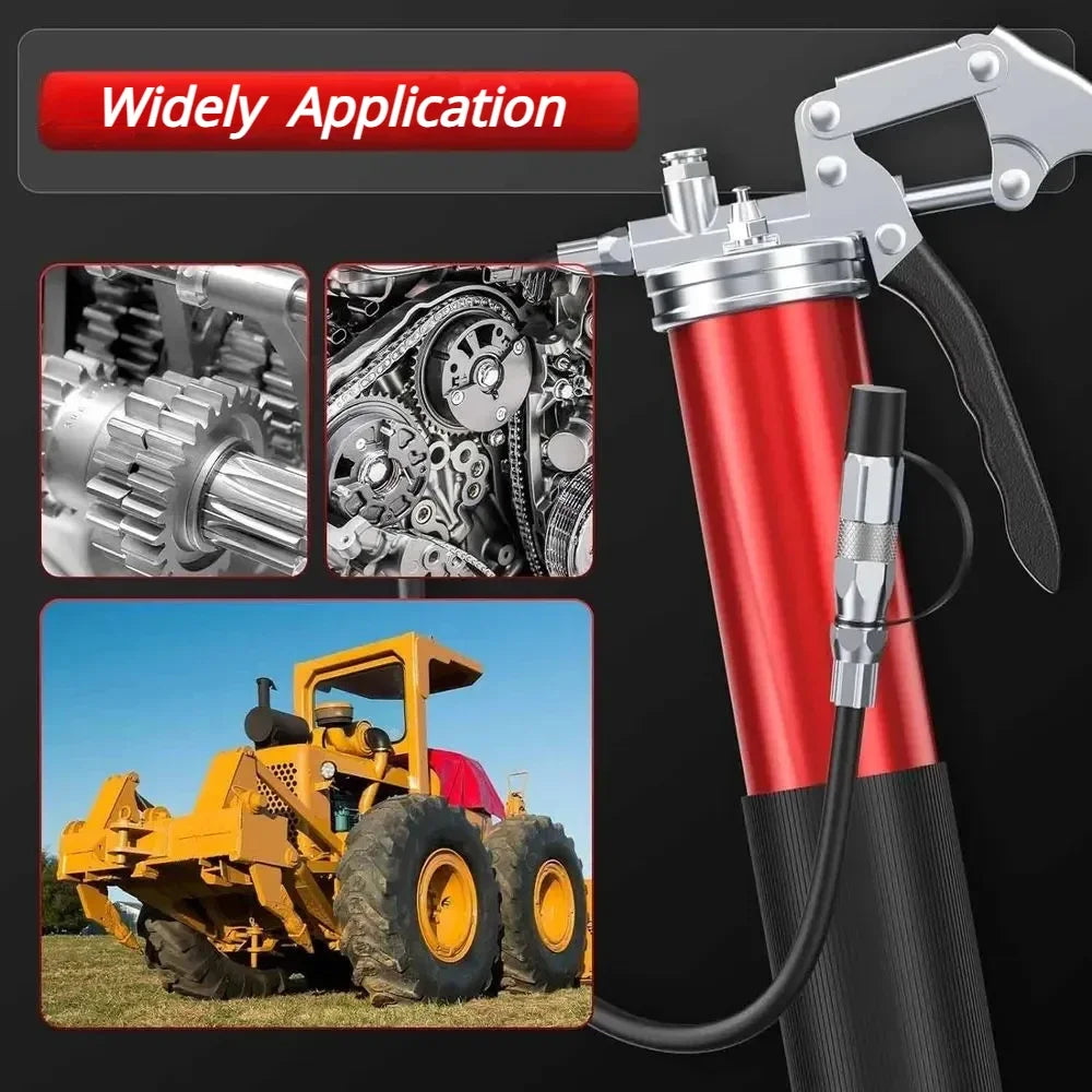 7000PSI Manual Grease Gun Kit – Pistol Grip High-Pressure Pump with 400CC Coupler for Heavy-Duty Maintenance