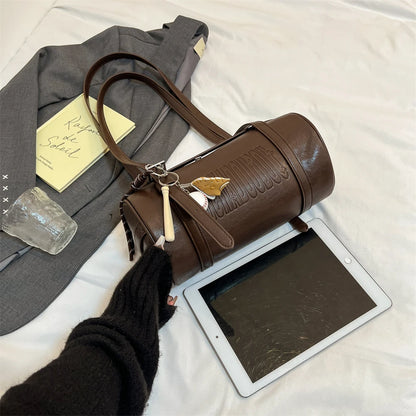 2024 Multifunctional Cylinder Shoulder Bag for Women – Luxury Crossbody Handbag with Pendant