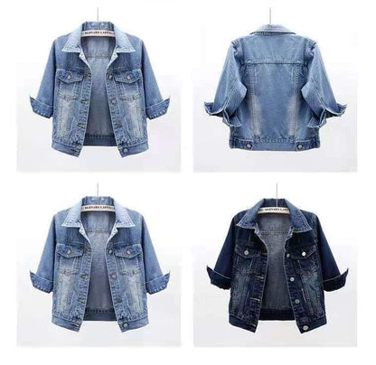 Women’s Denim Jacket – Spring & Autumn Short Coat, Casual Pink Jean Jackets, Loose Purple, Yellow & Blue Outerwear Tops
