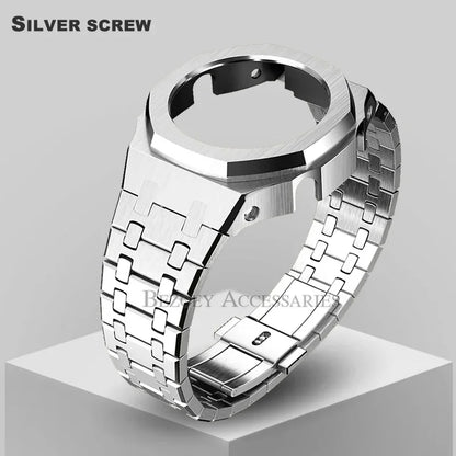 GEN4 Casioak GA2100 Mod Kit – Stainless Steel Case, Bezel, and Rubber Strap Replacement for G-SHOCK GA2100/GA2110