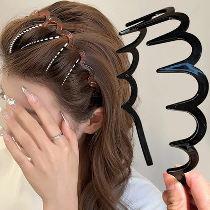 Fashion Wave Headbands for Women – Solid Color Toothed Non-Slip Hair Bands, Face Wash & Sports Hairbands, Hair Accessories for Girls