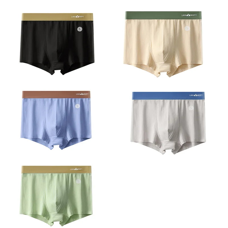 5PCS Men's Striped Boxer Shorts - Funny Comfortable Underwear with U-Convex Design