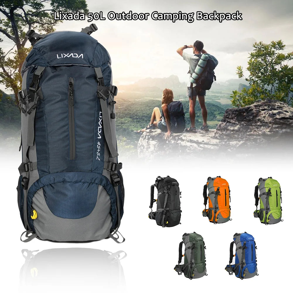 50L Waterproof Hiking Camping Backpack – Outdoor Travel Climbing Trekking Bag with Rain Cover