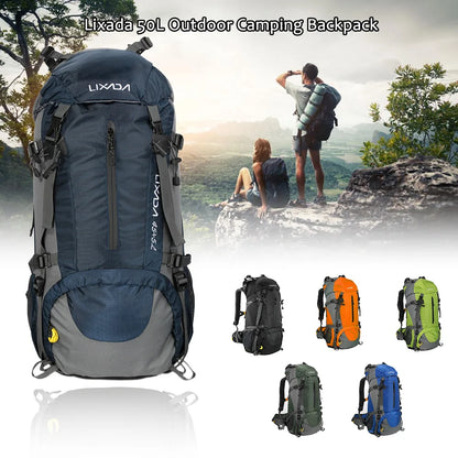 50L Waterproof Hiking Camping Backpack – Outdoor Travel Climbing Trekking Bag with Rain Cover