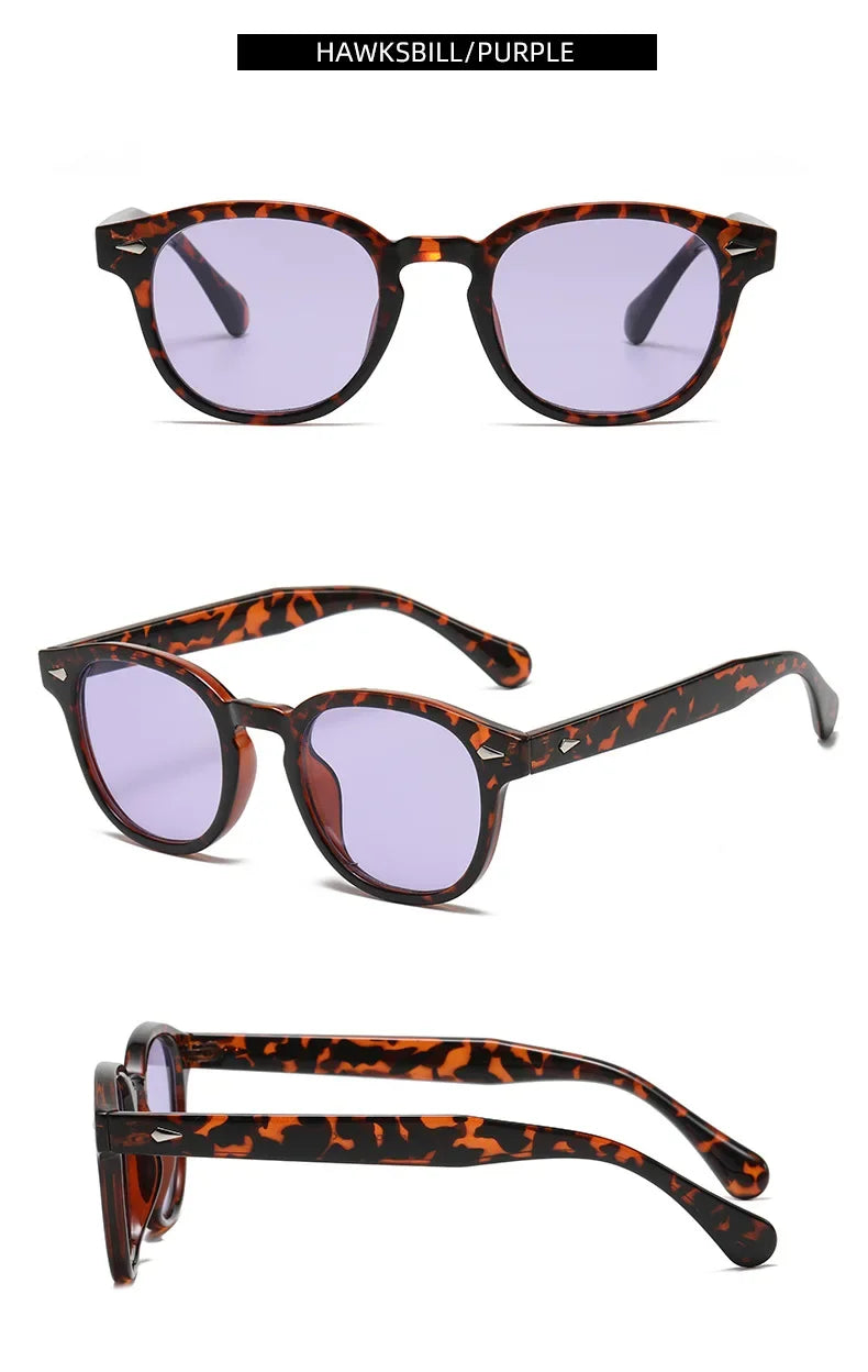 JNPCXI Retro Round Sunglasses – Punk Leopard Rivet Fashion Shades UV400 for Men & Women