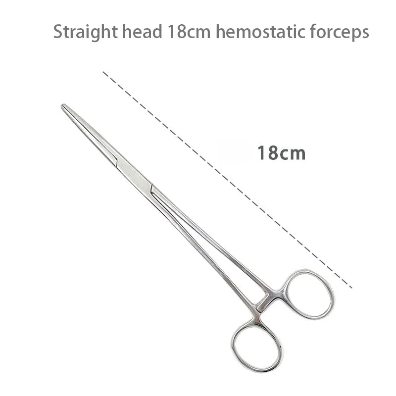 Stainless Steel Hemostatic Forceps - Locking Surgical Clamps with Curved & Straight Tip Pliers