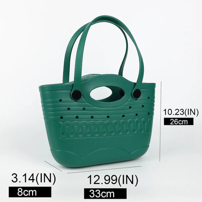 Retro EVA Waterproof Beach Tote Bag Large Capacity Lightweight Shoulder Bag for Travel Gym Swimming Summer Satchel