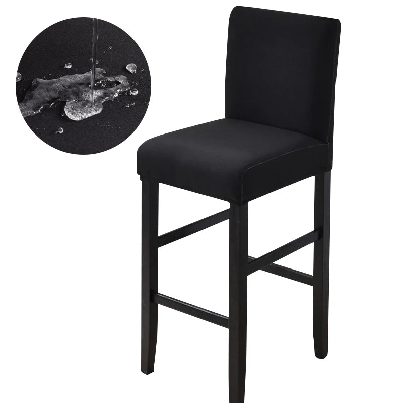 Waterproof Bar Stool Covers - Stretch Short Back Chair Protector Covers for Kitchen Dining Room Cafe Counter Height Seats