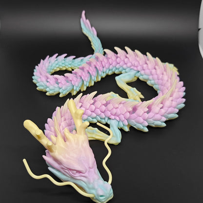 3D Printed Gem Dragon Fidget Toy - Articulated Rotatable Crystal Dragon Gift