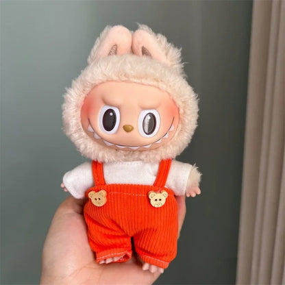 Cute Mini Plush Doll Clothes for 17cm Labubu – Various Overalls & Outfit Accessories
