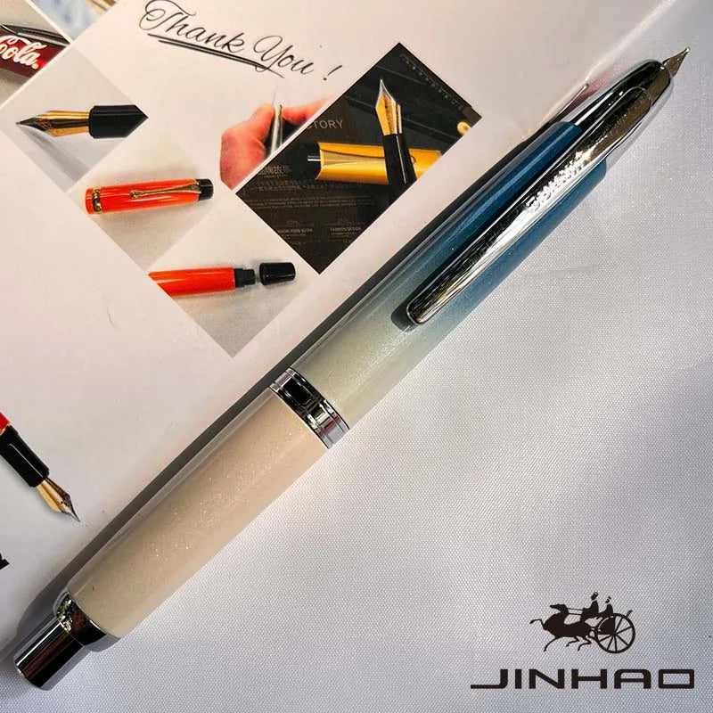 Jinhao 10 Metal Fountain Pen – Press-Out Nib, Retractable Fine Nib with Ink Converter