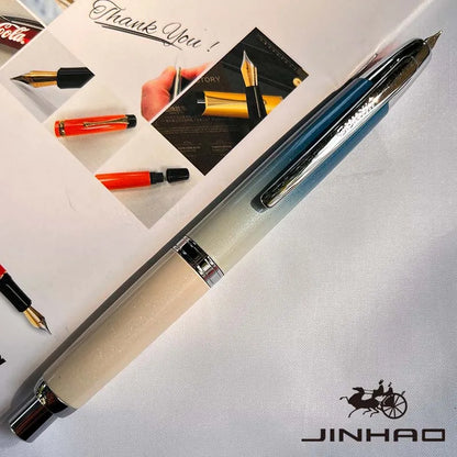 Jinhao 10 Metal Fountain Pen – Press-Out Nib, Retractable Fine Nib with Ink Converter