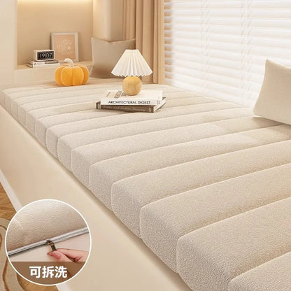 Customized Teddy Sponge Windowsill Cushion – High-Density Waterproof Non-Slip Sofa Cushion, 4.5/6.5/9.5 cm Options